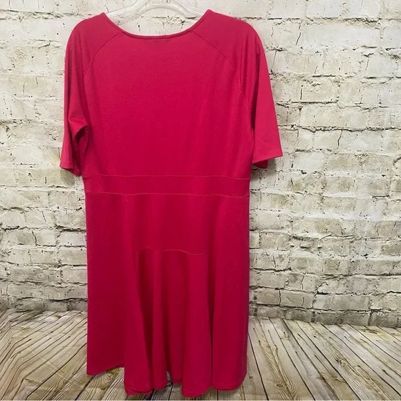 Lands End Pink Elbow Sleeve Square Neck A Line Soft Dress - Picture 4 of 6